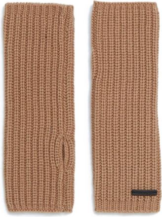 AllSaints Womens Half-Cardigan Stitch Arm Warmers In Camel