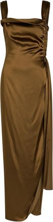 Maison Margiela Draped Satin and Silk-blend Maxi Dress - Brown - 42 (UK10 / S)