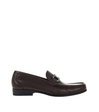 Ferragamo Brown Hammered Leather Loafers
