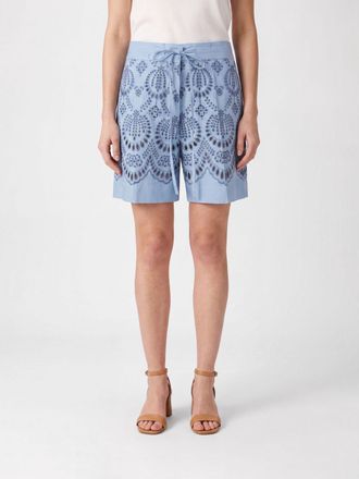 Parosh P. A.R. O.S. H. High-Waisted Cotton Broderie Anglaise Lace Shorts