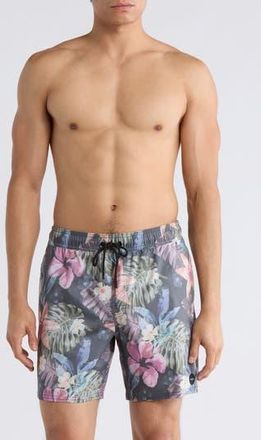 Rvca Mens Barnes Swim Trunks in Black Multi at Nordstrom Rack, Size X-Large