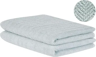 Beliani Beliani - Conjunto De 2 Toallas De Algod&oacute;n Verde Menta Chevron Textura Suave Ba&ntilde;o Mitiaro