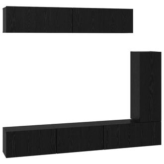 Berkfield Home TV Cabinet Set with Shelf Wall-mounted Other with Storage with Do in Black