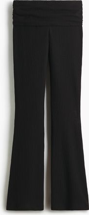 H&M Leggings aus Rippstrick mit Umschlagbund - Schwarz