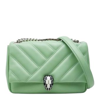 Bulgari Pre-owned Vintage Schoudertas - Dames - Pre-owned - Groen - Maat: ONE Size Leer