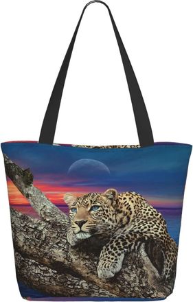 AOOEDM Sunset And Leopards Ladies Shopping Bag 13x11x7in.The Perfect ValentineS Day Gift.It Is The Best ValentineS Day Gift For Mom, Daughter, Wife,Etc