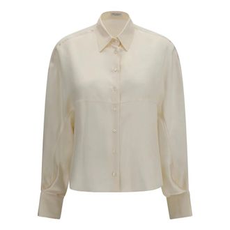 Brunello Cucinelli Zijden Blouse - Dames - Blouses & Shirts - Beige - Maat: M Zijde