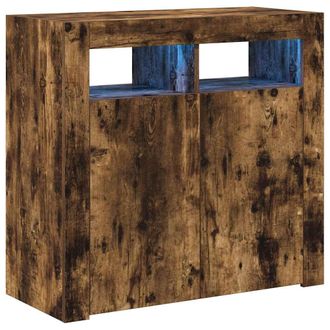 vidaXL Aparador Con Luces Led Roble Ahumado 80x35x75 Cm Vidaxl