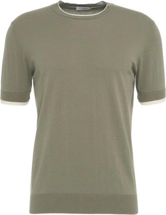 Paolo Pecora Groen Crew Neck T-shirt Stijlvol - Heren - Ronde hals truien - Groen - M - Katoen - Truien & Vesten