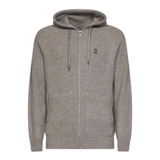 Brunello Cucinelli Truien & Vesten, Heren, Grijs, XL, Kasjmier, Sweatshirt met Logo