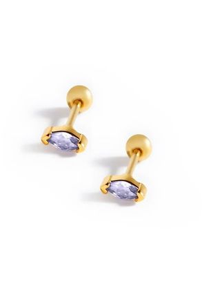 Mint & Lily Marquis Gemstone Sleeper Stud Earrings in Gold /Purple at Nordstrom