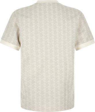 Lacoste Geometric Jacquard Cotton Blend T-Shirt - Beige