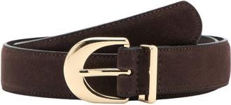Mango Oval Buckle Suede Belt in Chocolate at Nordstrom, Size Medium