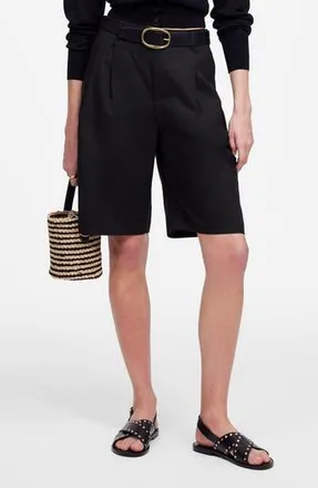 Madewell Pleated Relaxed Fit Shorts in Jet Black at Nordstrom Rack, Size 6