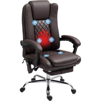 HOMCOM Homcom - pu Leather Massage Office Chair, Reclining Desk Chair, Brown