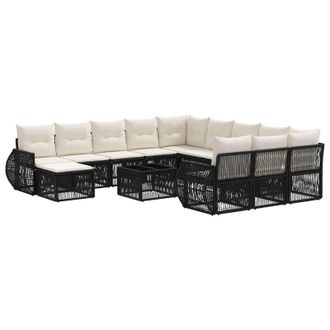 vidaXL Conjunto De Sof&aacute;s De Jard&iacute;n 13 Pcs Negro Rat&aacute;n Sint&eacute;tico Vidaxl
