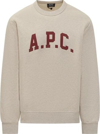A.P.C. Sweatshirt met logo-print en ronde hals - Heren - Sweatshirts - Beige - XL - Katoen - Hoodies & sweatvesten
