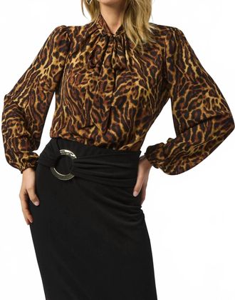 Joseph Ribkoff Animal Print Blouse In Black /brown