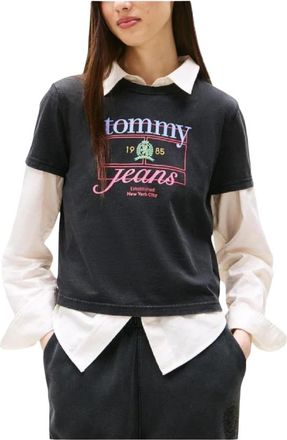 Tommy Hilfiger Vintage Crest Flag T-shirt - Dames - T-shirts - Zwart - XS - Katoen - Tops