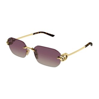 Gucci Zonnebril met rechthoekig montuur - Dames - Accessoires - Geel - Maat: 57 MM