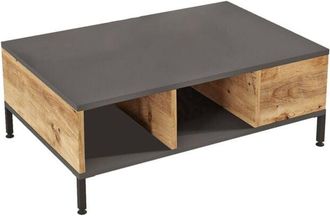 Dmora Mesa De Centro Lemie, 3 Compartimentos, 60x90x33.1h Cm Marr&oacute;n Antracita