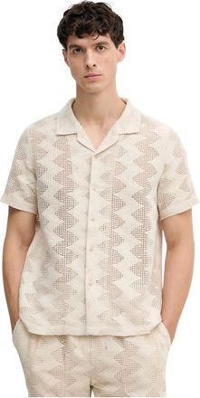 Guess Lattice Knit Shirt - Heren - Overhemden - Beige - Maat: 2XL Katoen