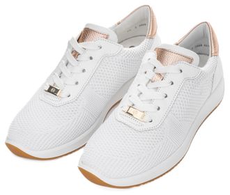 Ara Sneaker ARA LISSABON, Damen, Gr. 3,5 (36,5), beige (wei&szlig;, sand), Glattleder, Textil, kontrastfarbene Details, Schuhe Sneaker, Freizeitschuh, Schn&uuml;rsch