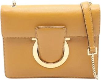 Ferragamo Pre-owned Cross Body Bags, female, Brown, Size: ONE SIZE Pre-owned Gancini Shoulder Bag