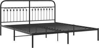 vidaXL Metal Bed Frame without Mattress with Headboard Black 183x203cm Vidaxl