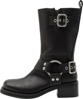 Steve Madden Zwarte platte schoenen met zilveren gesp - Dames - Laarzen met Hak - Zwart - 36 1/2 EU - Schoenen