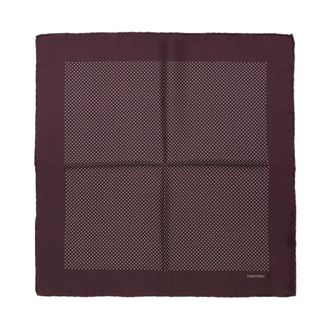 Tom Ford Silky Scarves, male, Red, Size: ONE SIZE Bordeaux Silk Pocket Square with Polka Dots