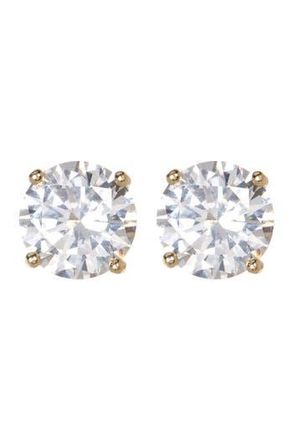 Nordstrom Rack Sterling Silver Round Cut CZ Studs - 2.00 ctw in Clear/gold at Nordstrom Rack