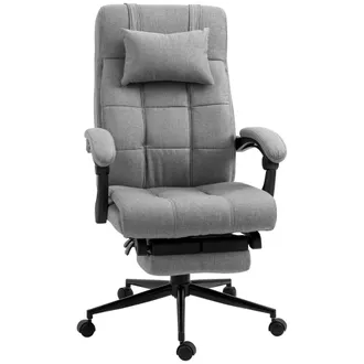 Vinsetto Silla De Oficina Con Coj&iacute;n Y Reposabrazos, Silla Giratoria Ajustable En Altura Con Reposapi&eacute;s, Lino, Ergon&oacute;mica, 66 X 70 X 116-124 Cm