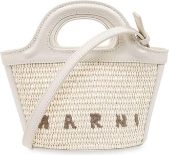 Marni micro Tropicalia logo-embroidered tote bag - women - Cotton/Cotton/Polyamide/Acrylic/Calf Leather - One Size - White