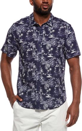 Onia Linen-Blend Printed Shirt