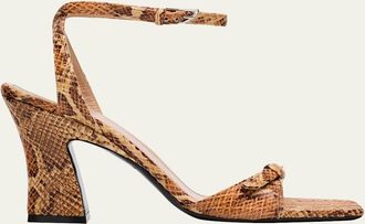 Nodaleto Snake-Printed Leather Ankle-Strap Sandals