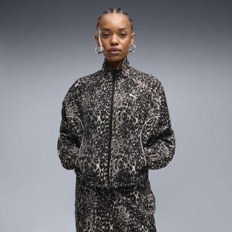 Puma Giacca da donna PUMA Sport dal taglio morbido con stampa animalier e zip integrale, Abbigliamento, Beige, XL