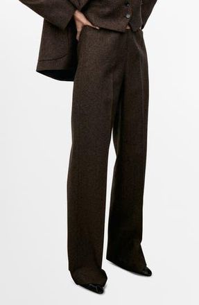 Mango Straight Leg Wool Blend Pants in Brown at Nordstrom Rack, Size 12
