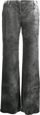 Alberta Ferretti crushed-velvet low-rise trousers - women - Silk/Viscose/Acetate/Cupro - 44 - Silver