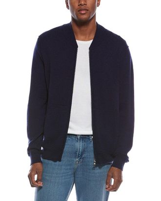 Kier + J College Wool & Cashmere-Blend Zip-Up Cardigan
