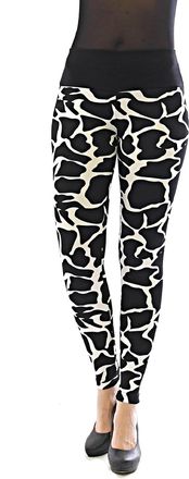 YESET Ladies Leggings Long High Waist Trousers Opaque Leo Leopard Leggings Animal Pattern - Giraffe-Schwarz-8, XXL