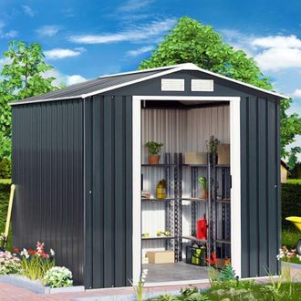 Costway 6.9FT x 4.1FT Outdoor Storage Shed Large Tool Utility Storage House Sliding Door