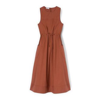 Motivi Midi Kleedjes - Dames - Casual kleedjes - Bruin - XS - Katoen - Kleedjes