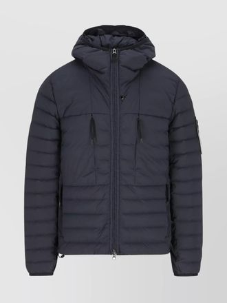 Stone Island hooded quilted jacket zipper pockets