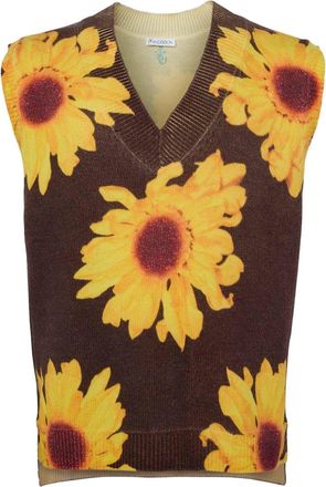 J.W.Anderson knitted printed vest - unisex - Merino - M - Brown