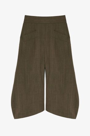 Ganni Canteen Capri Trousers in Brown Wool Melange - Size 34 Recycled