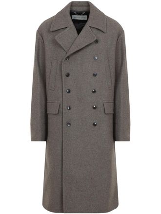 Dries Van Noten Rascott Bis Cropped Double-Breasted Grey Wool Coat
