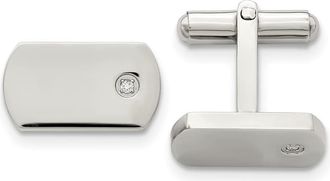Diamond2Deal Stainless Steel Polished Diamond Accent Cufflinks