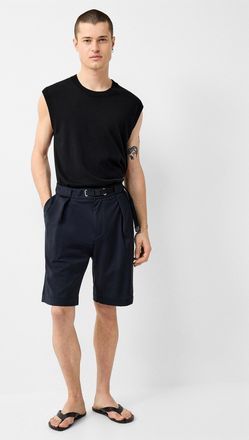 White Sand Mens Belted pleat Bermudas
