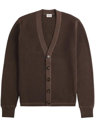 Tod's waffle-knit cotton cardigan - men - Cotton - M - Brown
